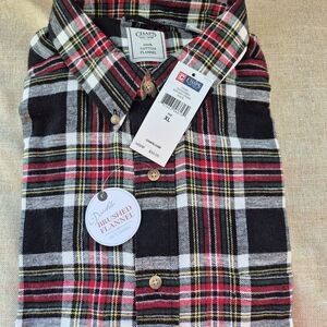Chaps Men's Black Brushed Plaid Flannel Shirt XL NWT